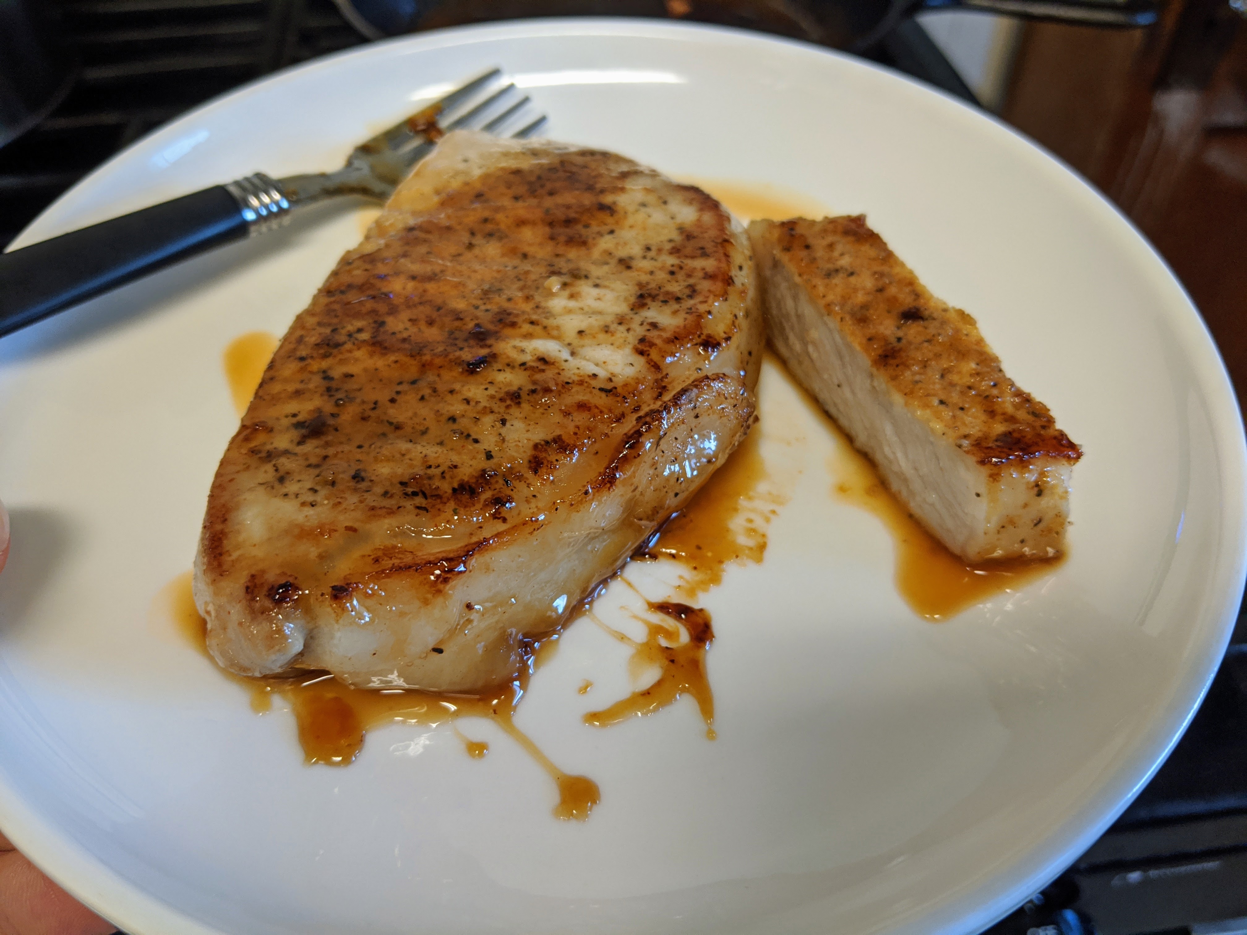 final pork chops on a plate