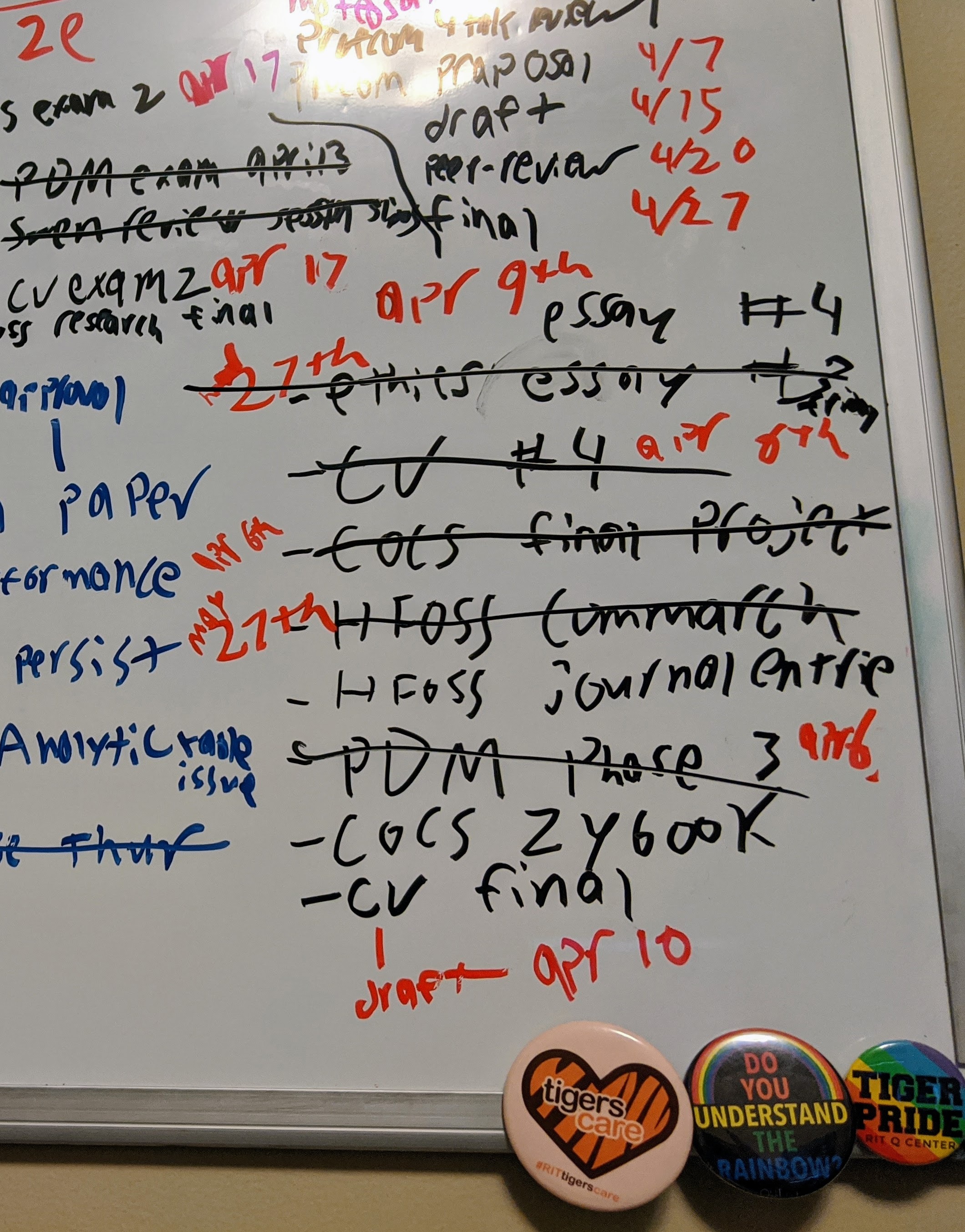 List on whiteboard